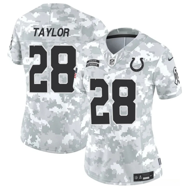 Women's Arctic Camo Indianapolis Colts #28 Jonathan Taylor 2024 F.U.S.E Salute to Service Limited Stitched Jersey(Run Small)
